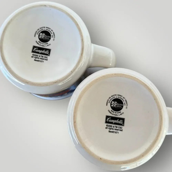 Campbell's Vintage Soup Mugs 2005 Set of 2 Collectible Houston Harvest 16 oz - Picture 8 of 10